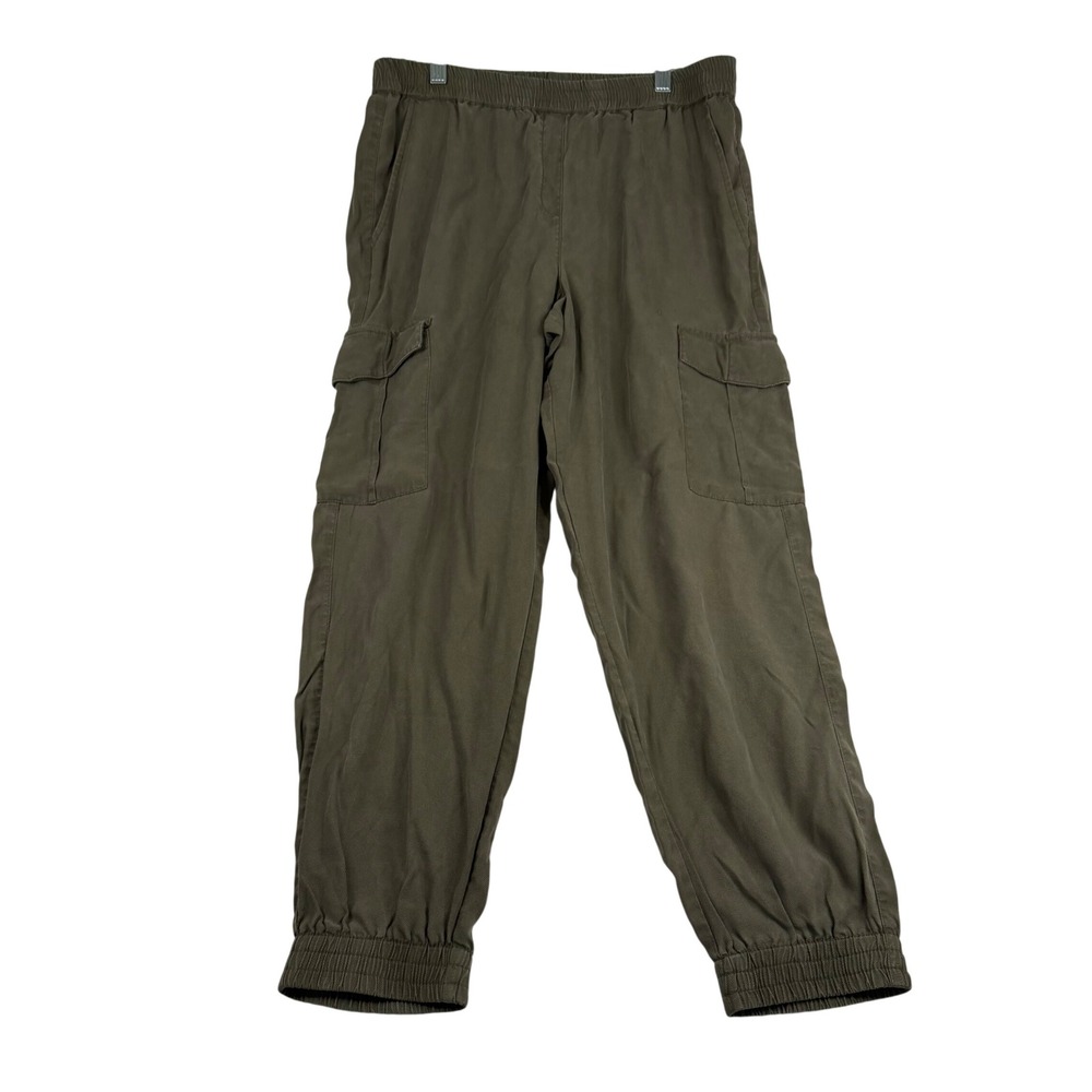 BCBGMAXAZRIA‎ Olive Green Lyocell Cargo Jogger Pants Womens Medium Elastic Waist